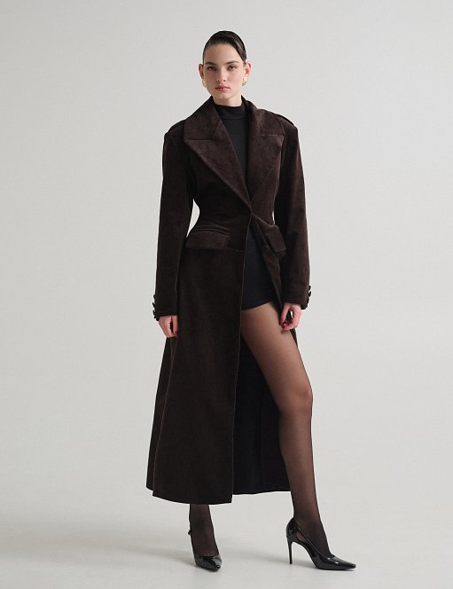 Προϊόν: Μακρύ μεσάτο κοτλέ παλτό