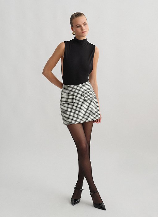 Γυναικεία ψηλόμεση καρό μίνι φούστα