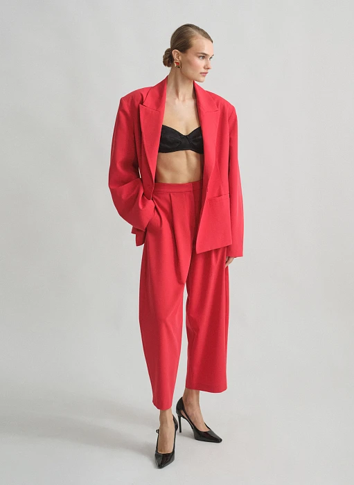 Γυναικείο ψηλόμεσο υφασμάτινο παντελόνι balloon