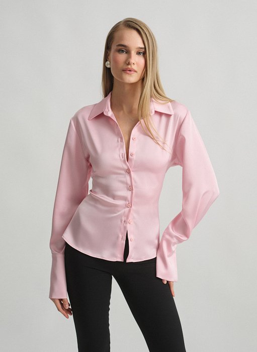 Γυναικείο σατέν πουκάμισο με με χιαστί δέσιμο