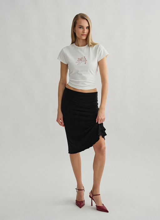 Γυναικεία ελαστική midi φούστα με λεπτομέρεια