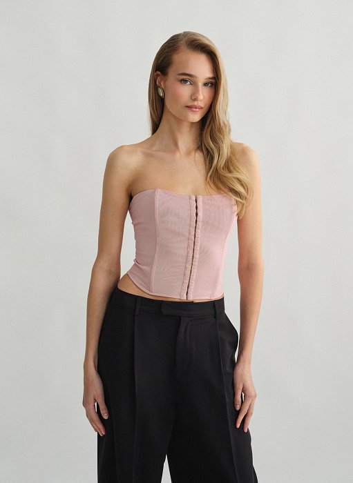 Γυναικείο τοπ σε στυλ κορσέ με τούλι