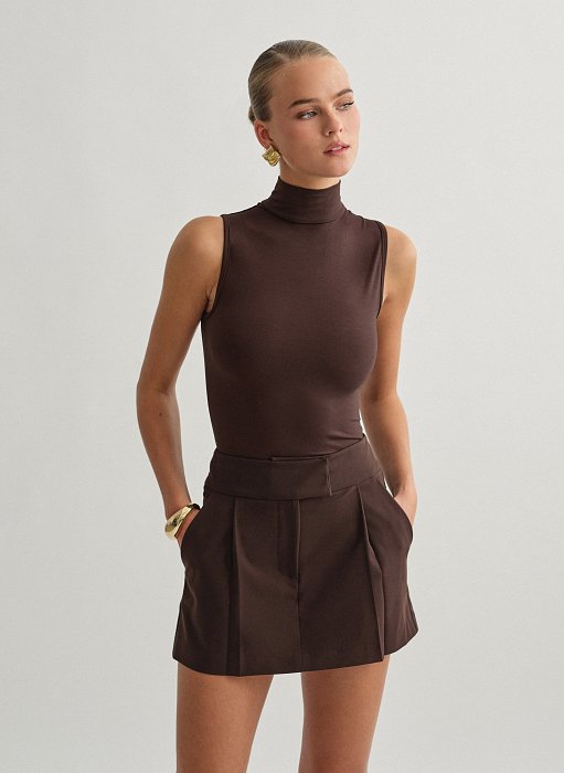 Γυναικεία αμάνικη μπλούζα με όρθιο γιακά bamboo