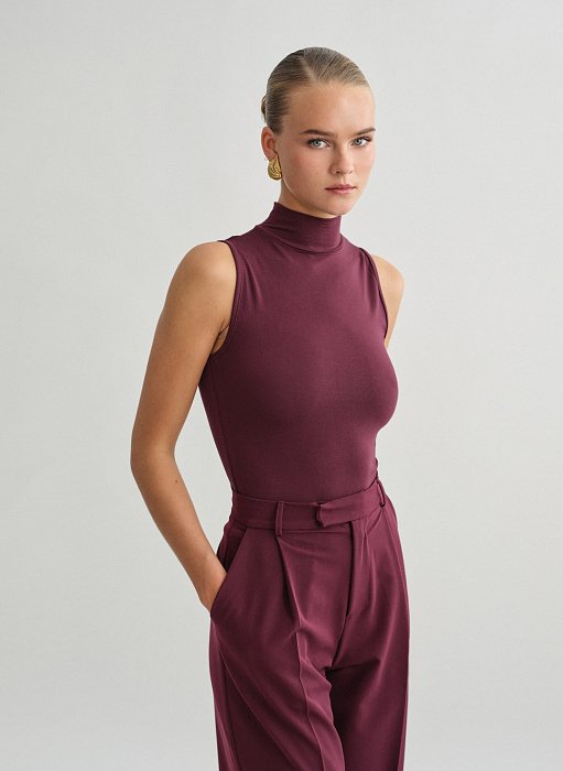 Γυναικεία αμάνικη μπλούζα με όρθιο γιακά bamboo