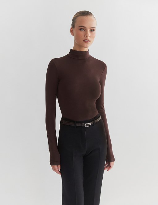 Γυναικεία μακρυμάνικη μπλούζα με όρθιο γιακά bamboo