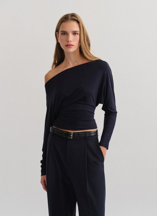 Product: Bamboo fitted off-shoulder blouse