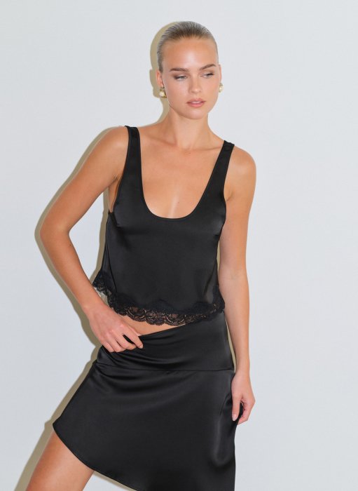 Product: Satin blouse with lace
