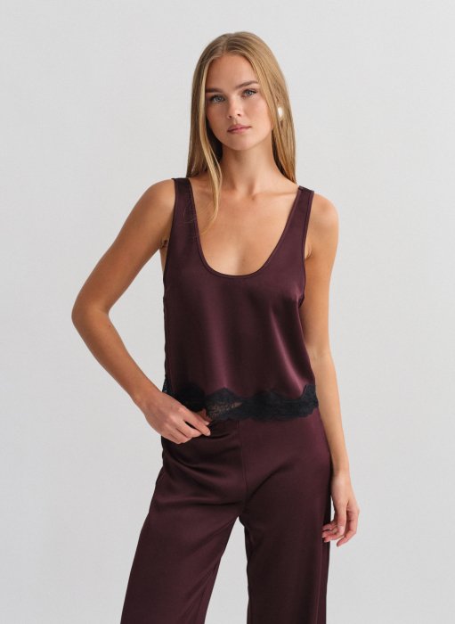 Product: Satin blouse with lace