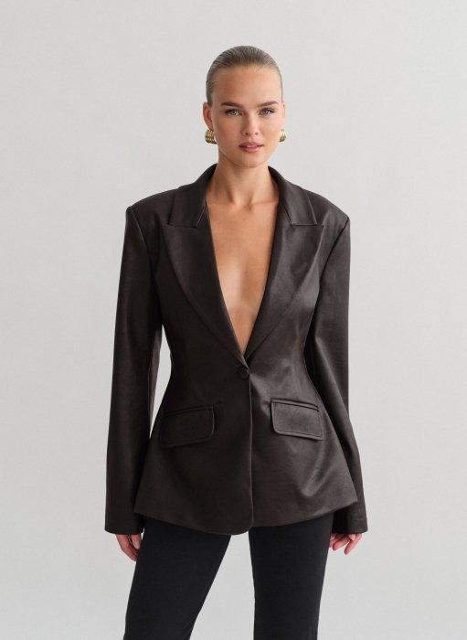 Product: Faux leather fitted blazer