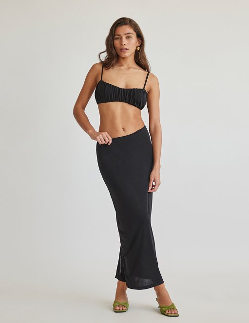 Product: Co-ord midi skirt and top with gathering detail