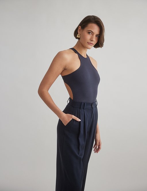 Product: Cut-out back sleeveless ribbed bodysuit