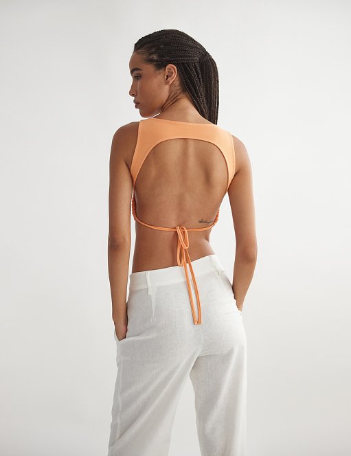 Γυναικεία αμάνικη μπλούζα bamboo με δέσιμο