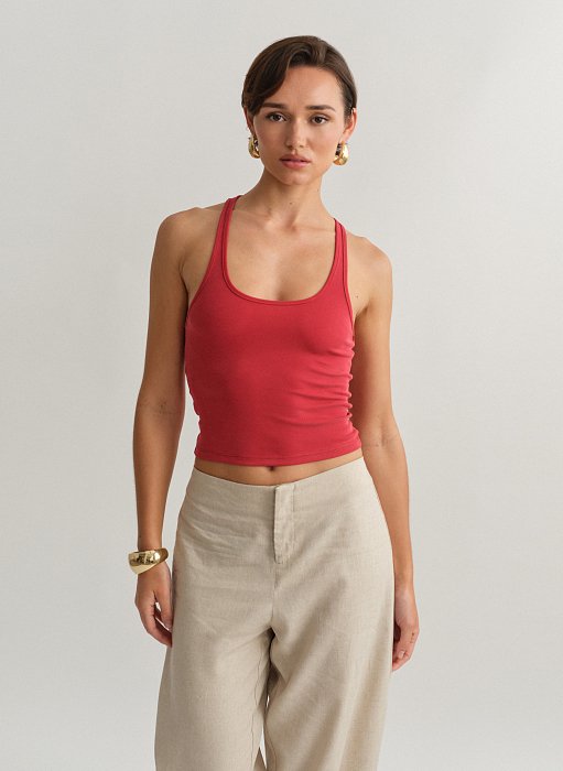 Γυναικείο basic αμάνικο ριπ τοπ