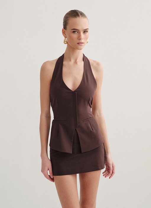 Γυναικείο υφασμάτινο γιλέκο με δέσιμο