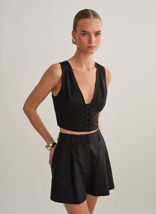 Γυναικείο λινό γιλέκο