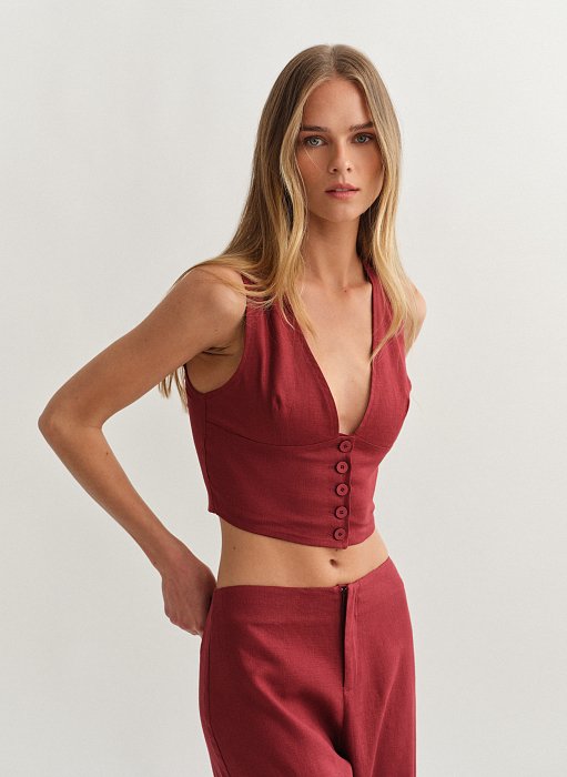 Γυναικείο λινό γιλέκο