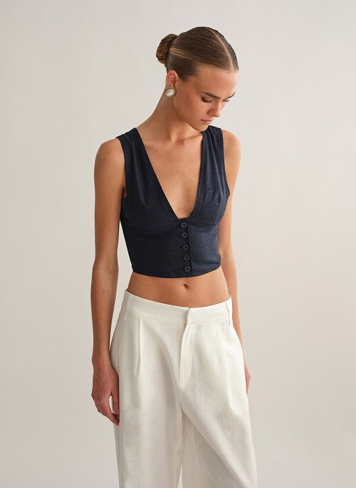 Γυναικείο λινό γιλέκο