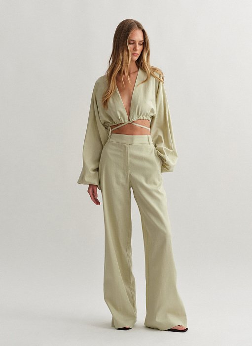 Γυναικείο λινό ίσιο παντελόνι