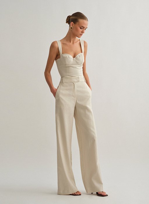 Γυναικείο λινό ίσιο παντελόνι