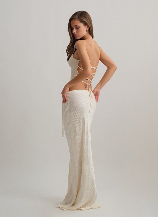 Γυναικεία σατέν ζακάρ maxi φούστα