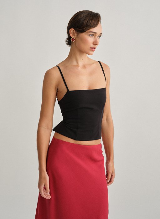 Γυναικείο υφασμάτινο τοπ με χιαστί πλάτη