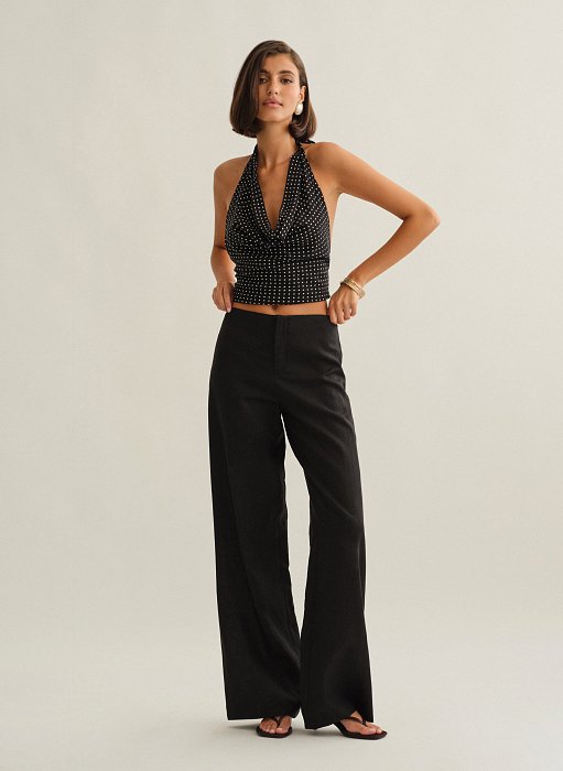 Γυναικείο λινό ίσιο παντελόνι