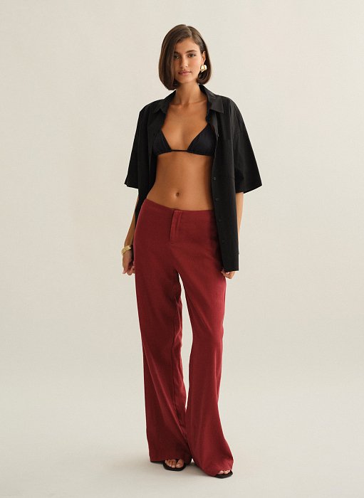 Γυναικείο λινό ίσιο παντελόνι