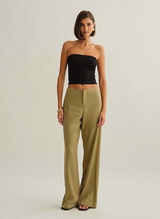 Γυναικείο λινό ίσιο παντελόνι