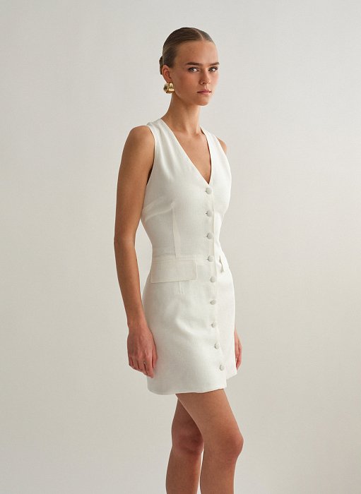 Product: Linen mini buttoned dress