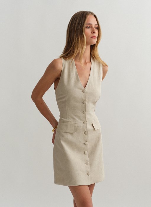 Product: Linen mini buttoned dress