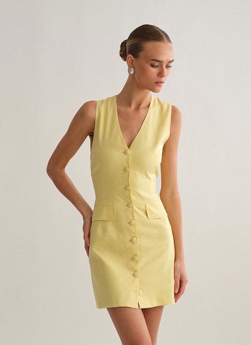 Product: Linen mini buttoned dress