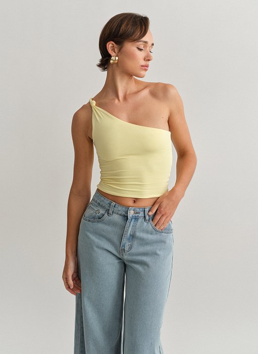 Γυναικείο one-shoulder bamboo τοπ με κόμπο