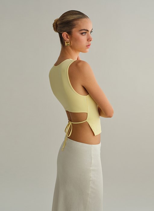 Γυναικεία αμάνικη μπλούζα bamboo με δέσιμο