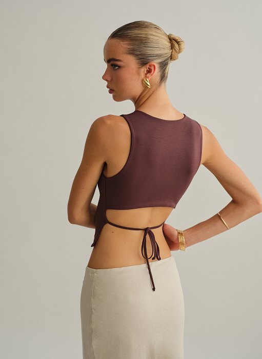 Γυναικεία αμάνικη μπλούζα bamboo με δέσιμο