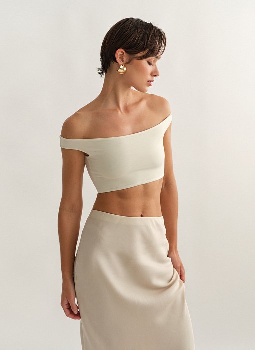 Γυναικείο off-shoulder crop τοπ bamboo