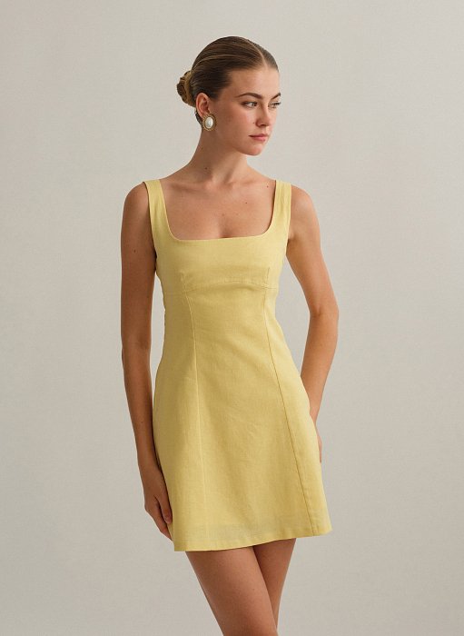 Γυναικείο αμάνικο λινό μίνι φόρεμα με δέσιμο στην πλάτη