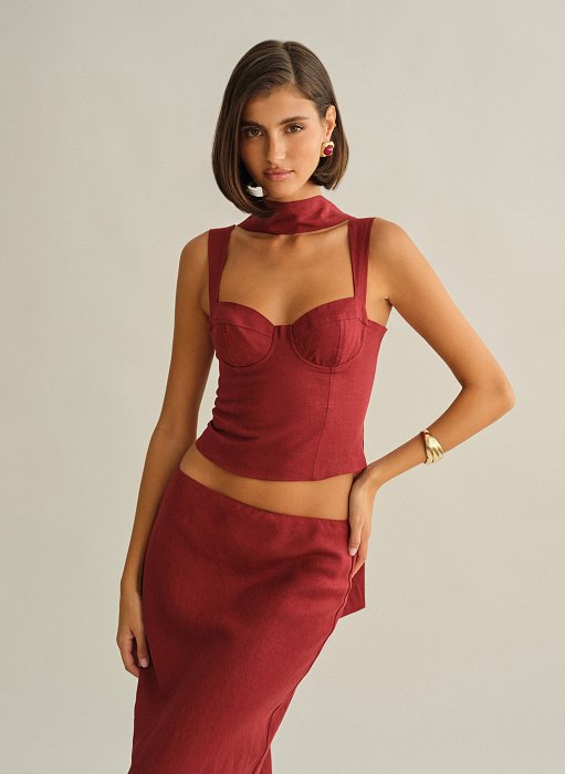 Γυναικείο λινό κορσέ τοπ