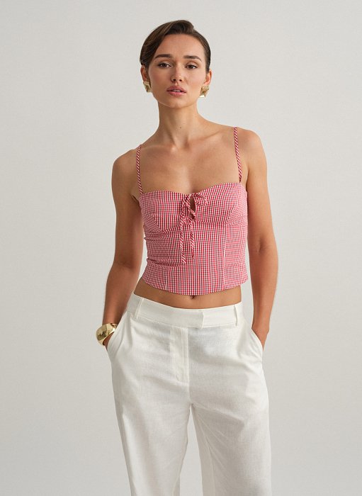 Γυναικείο καρό κορσέ τοπ