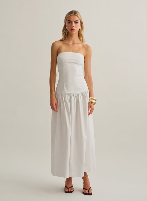 Product: Strapless maxi poplin dress
