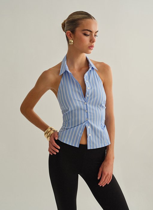 Γυναικείο ριγέ halter γιλέκο