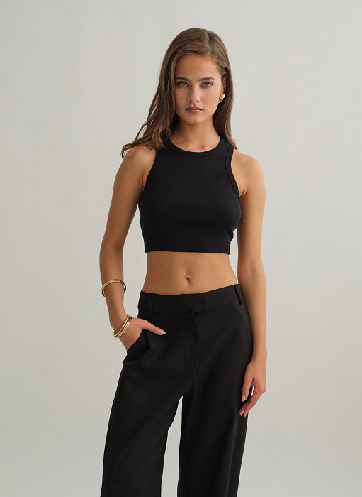 Γυναικείο basic αμάνικο ριπ crop τοπ