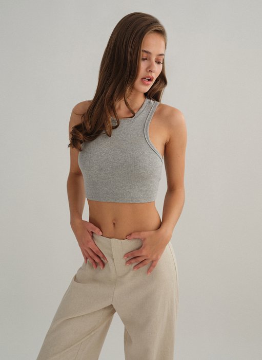 Γυναικείο basic αμάνικο ριπ crop τοπ