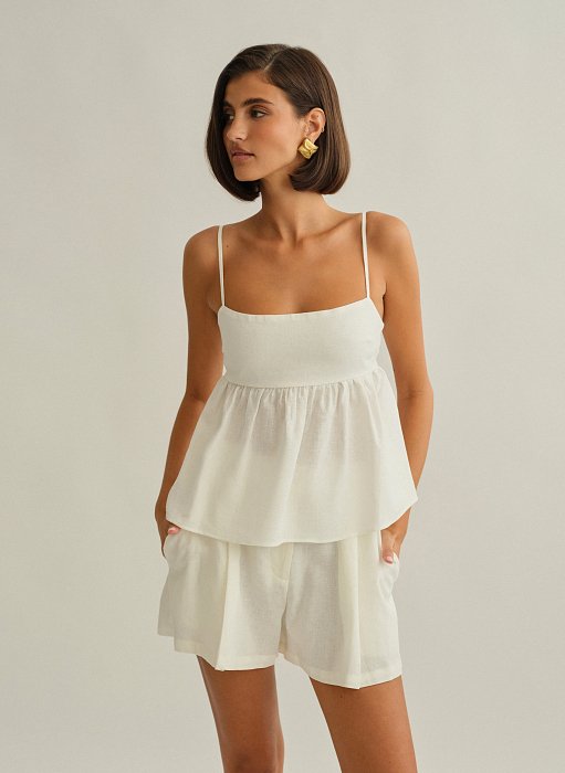 Γυναικεία λινή μπλούζα peplum