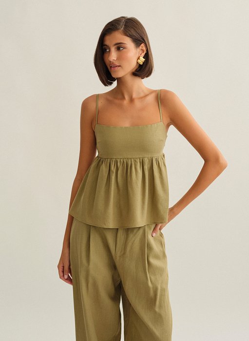 Γυναικεία λινή μπλούζα peplum