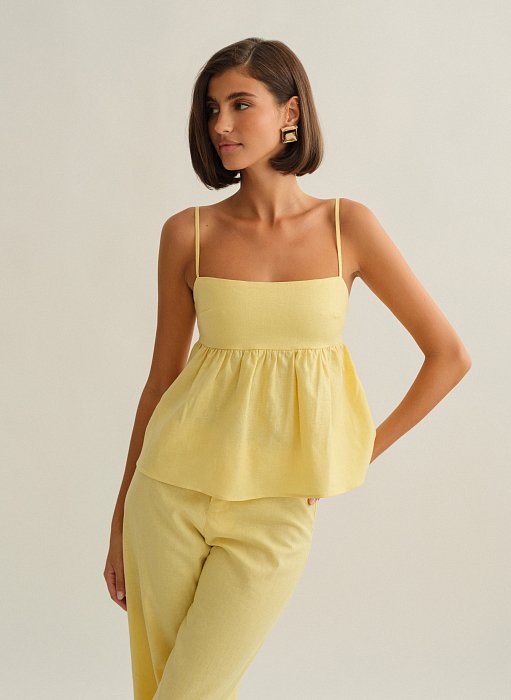 Γυναικεία λινή μπλούζα peplum