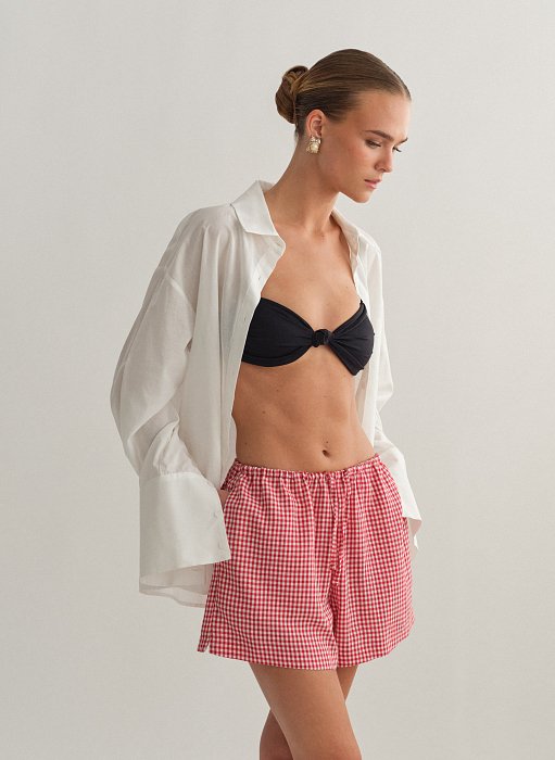 Γυναικείο καρό κόκκινο σορτς