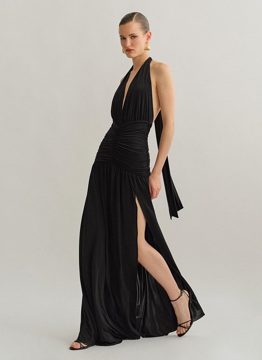 Product: Maxi ruched halter dress