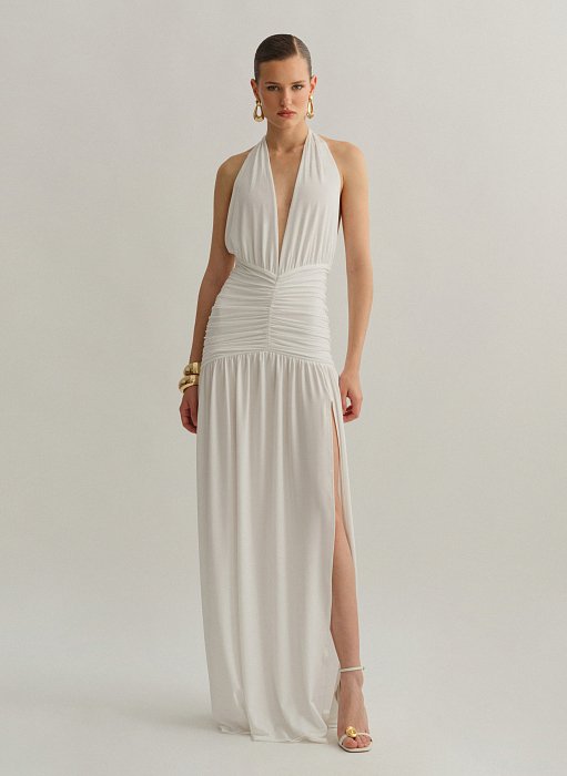 Product: Maxi ruched halter dress