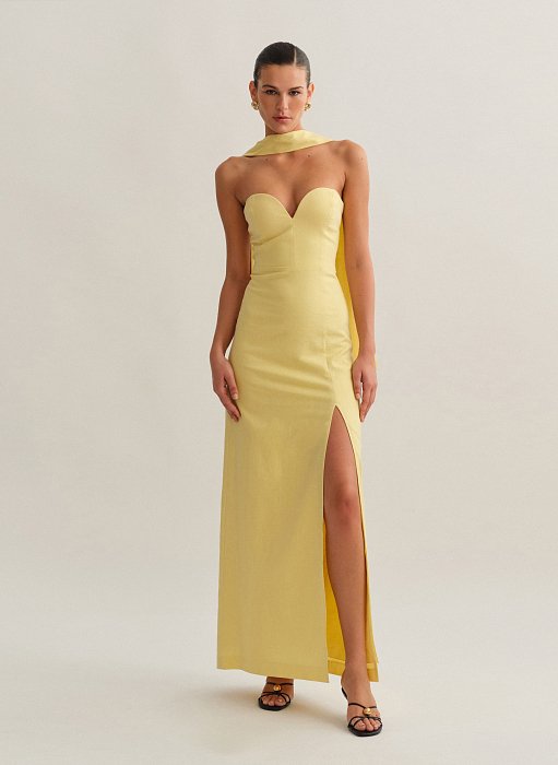 Product: Linen strapless maxi dress