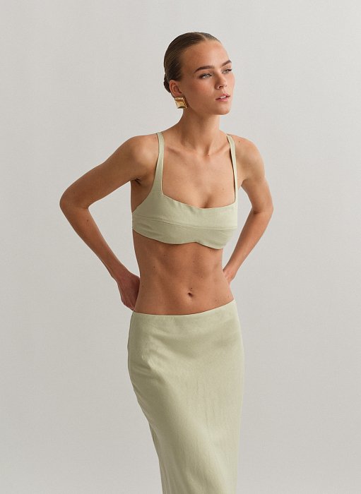 Γυναικείο λινό crop τοπ